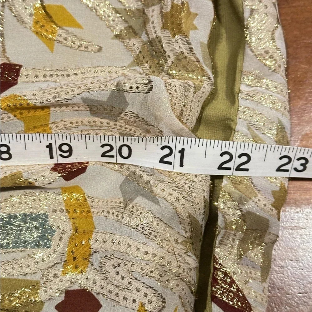 Nicole Miller Collection Size 4 Strapless Silk Bohemain Top Lurex Gold Metallic - Picture 13 of 13
